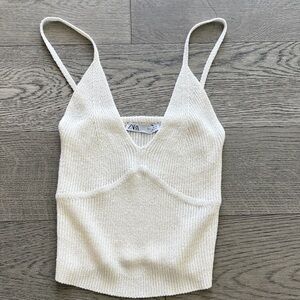 Zara Off-White Knit Spaghetti Strap Cami
